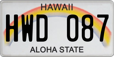 HI license plate HWD087