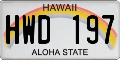 HI license plate HWD197