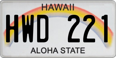 HI license plate HWD221
