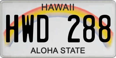 HI license plate HWD288