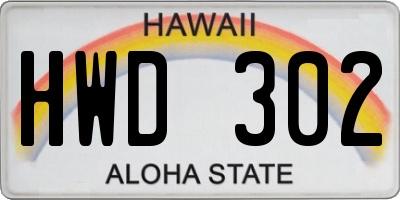 HI license plate HWD302