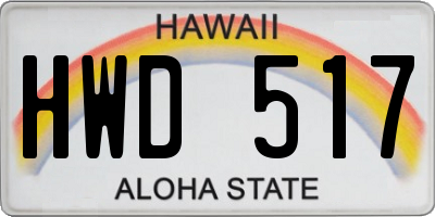 HI license plate HWD517