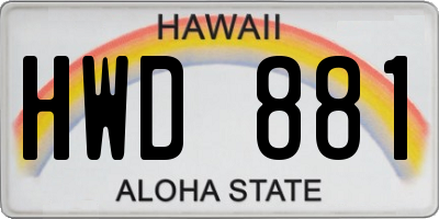 HI license plate HWD881