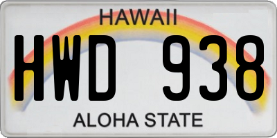 HI license plate HWD938