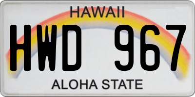 HI license plate HWD967