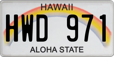 HI license plate HWD971