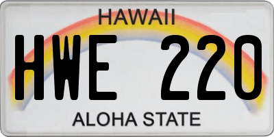 HI license plate HWE220