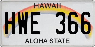 HI license plate HWE366