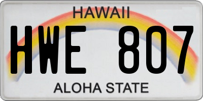 HI license plate HWE807