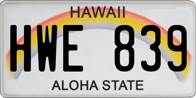 HI license plate HWE839