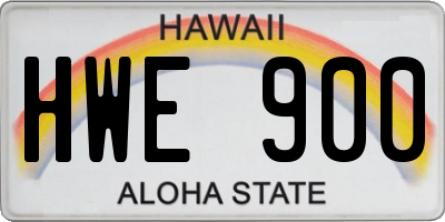 HI license plate HWE900