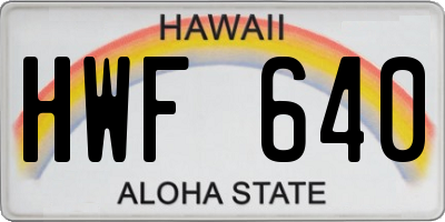 HI license plate HWF640