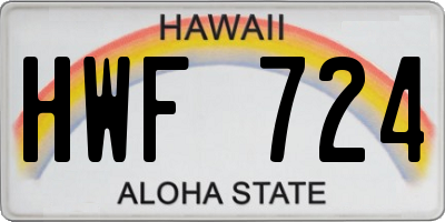 HI license plate HWF724