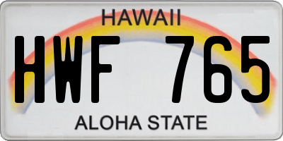 HI license plate HWF765