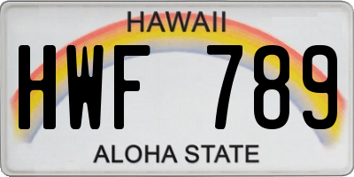 HI license plate HWF789