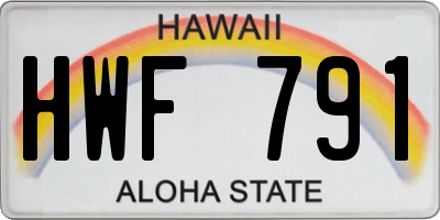 HI license plate HWF791