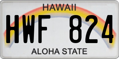 HI license plate HWF824