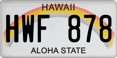 HI license plate HWF878