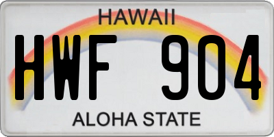 HI license plate HWF904