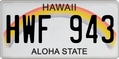 HI license plate HWF943