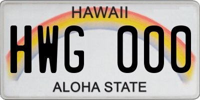 HI license plate HWG000
