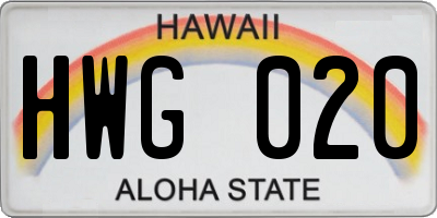 HI license plate HWG020