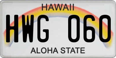 HI license plate HWG060