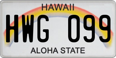 HI license plate HWG099