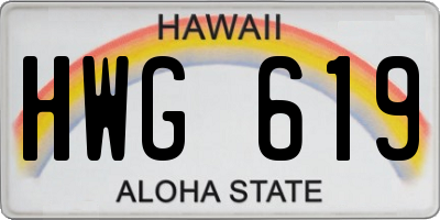 HI license plate HWG619
