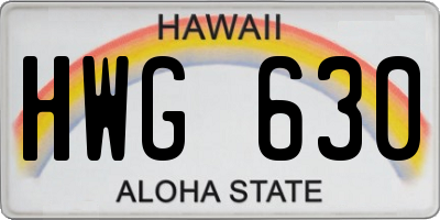 HI license plate HWG630