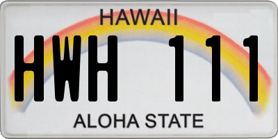HI license plate HWH111
