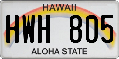 HI license plate HWH805