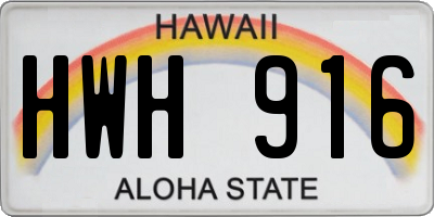 HI license plate HWH916