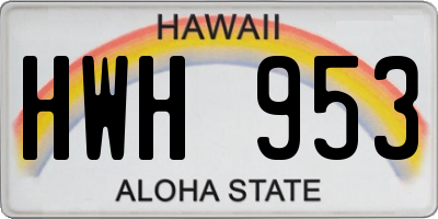 HI license plate HWH953