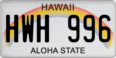 HI license plate HWH996