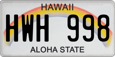 HI license plate HWH998