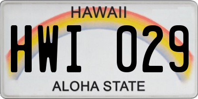 HI license plate HWI029