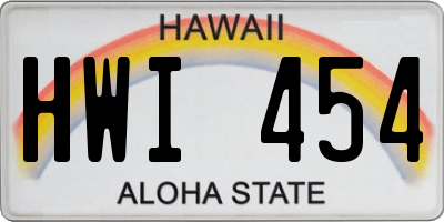 HI license plate HWI454