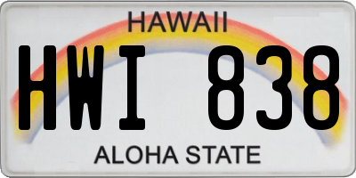 HI license plate HWI838