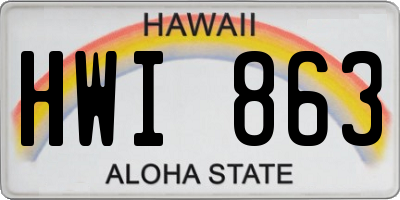 HI license plate HWI863