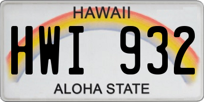 HI license plate HWI932