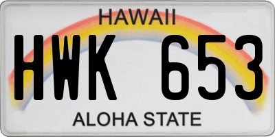 HI license plate HWK653