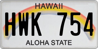 HI license plate HWK754