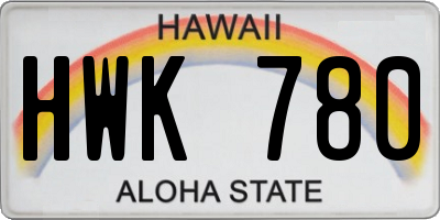 HI license plate HWK780