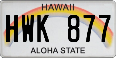 HI license plate HWK877