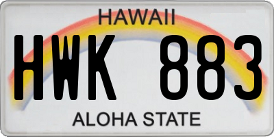 HI license plate HWK883