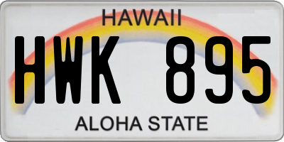 HI license plate HWK895