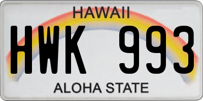 HI license plate HWK993