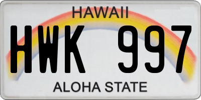 HI license plate HWK997