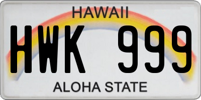 HI license plate HWK999